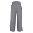 thumbnail image 4 of Dovford Women's Summer Casual Linen Pants Elastic Waist Loose Fit Straight Leg Crop Pants Beach Trousers with Pockets, 4 of 6