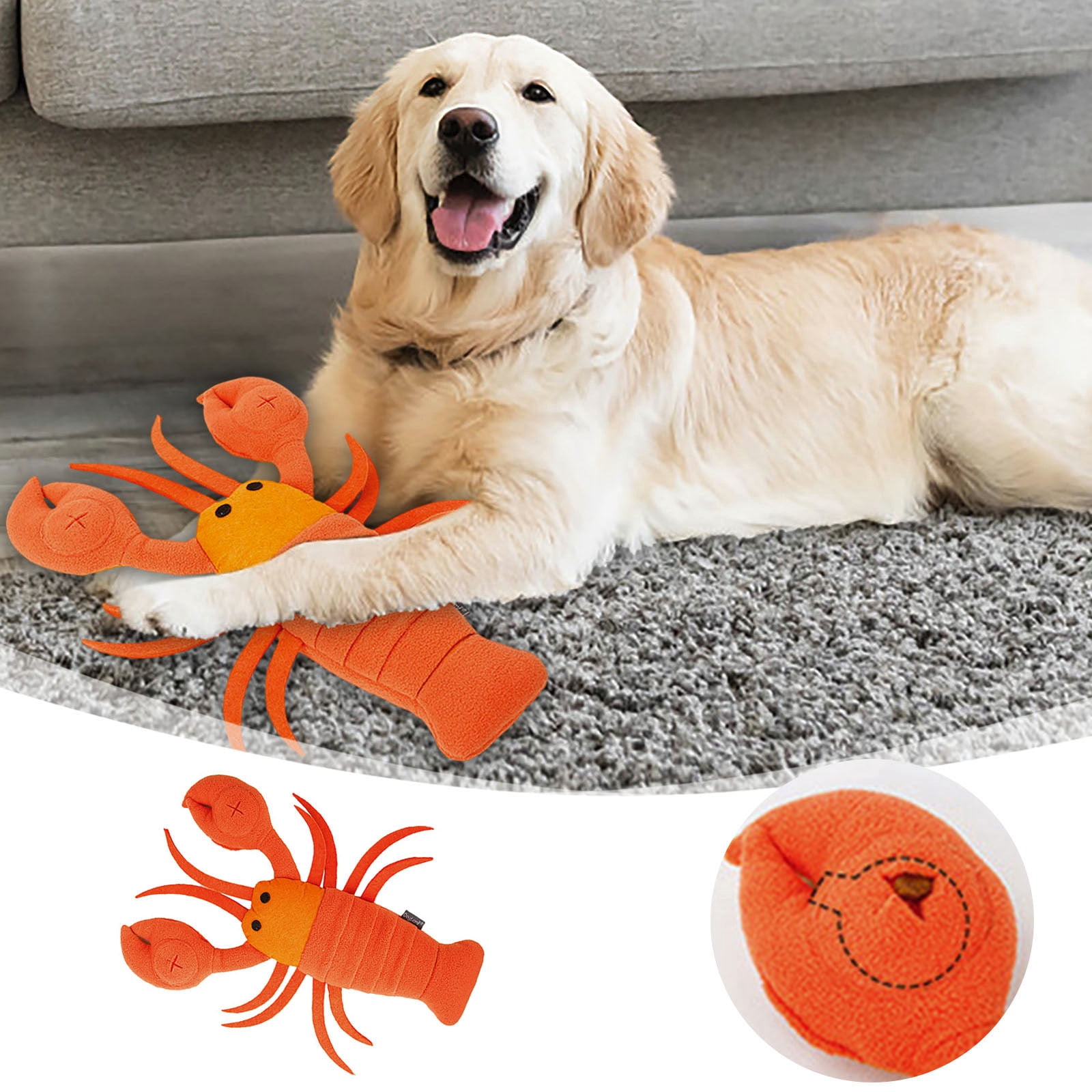 Pet Toys Molar Cartoon Lobster Sniff Feeding for Slow Eating Interactive Chew Training Toy for Dogs Inside Outside