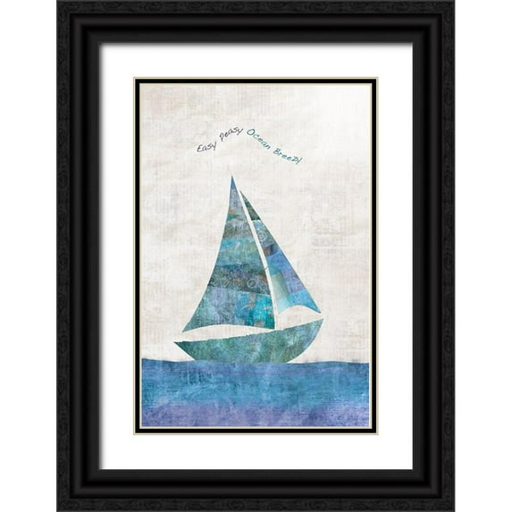 JMB Designs 17x24 Black Ornate Wood Framed with Double Matting Museum Art Print Titled - Ocean Breezy