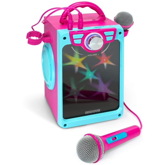 Máquina de karaoke para niños para niñas - Sistema de altavoces de karaoke portátil rosa con 2 micrófonos regalo para niñas - Bluetooth/AUX/USB, karaoke y micrófono Los mejores regalos de cumpleaños p