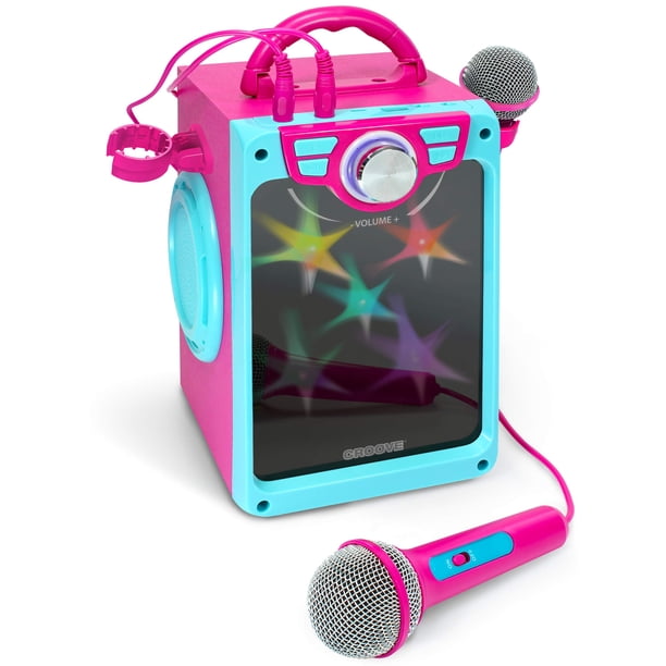 Máquina de karaoke para niños para niñas - Sistema de altavoces de karaoke portátil rosa con 2 micrófonos regalo para niñas - Bluetooth/AUX/USB, karaoke y micrófono Los mejores regalos de cumpleaños p