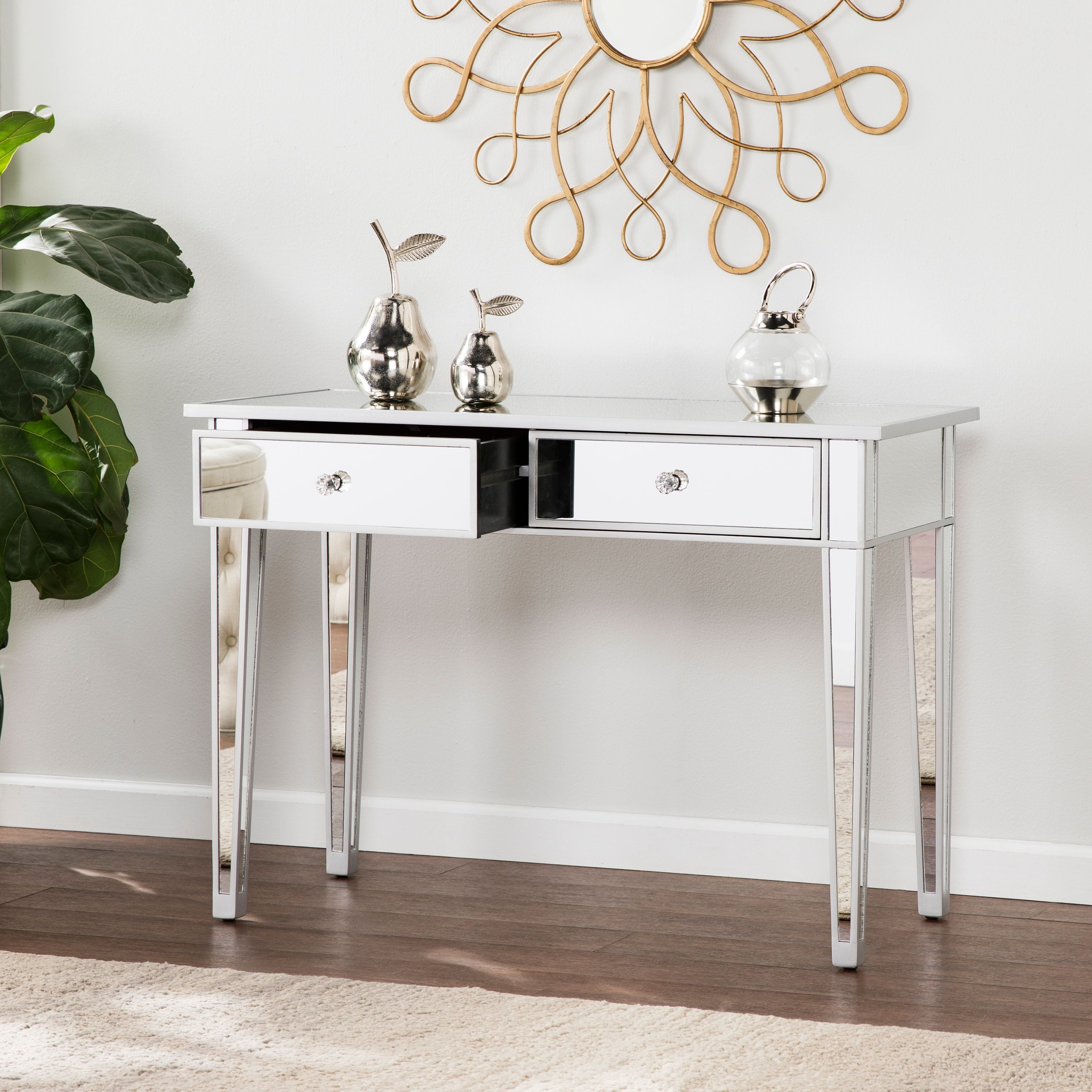 Southern Enterprises Illusions Collection Mirrored Console Table