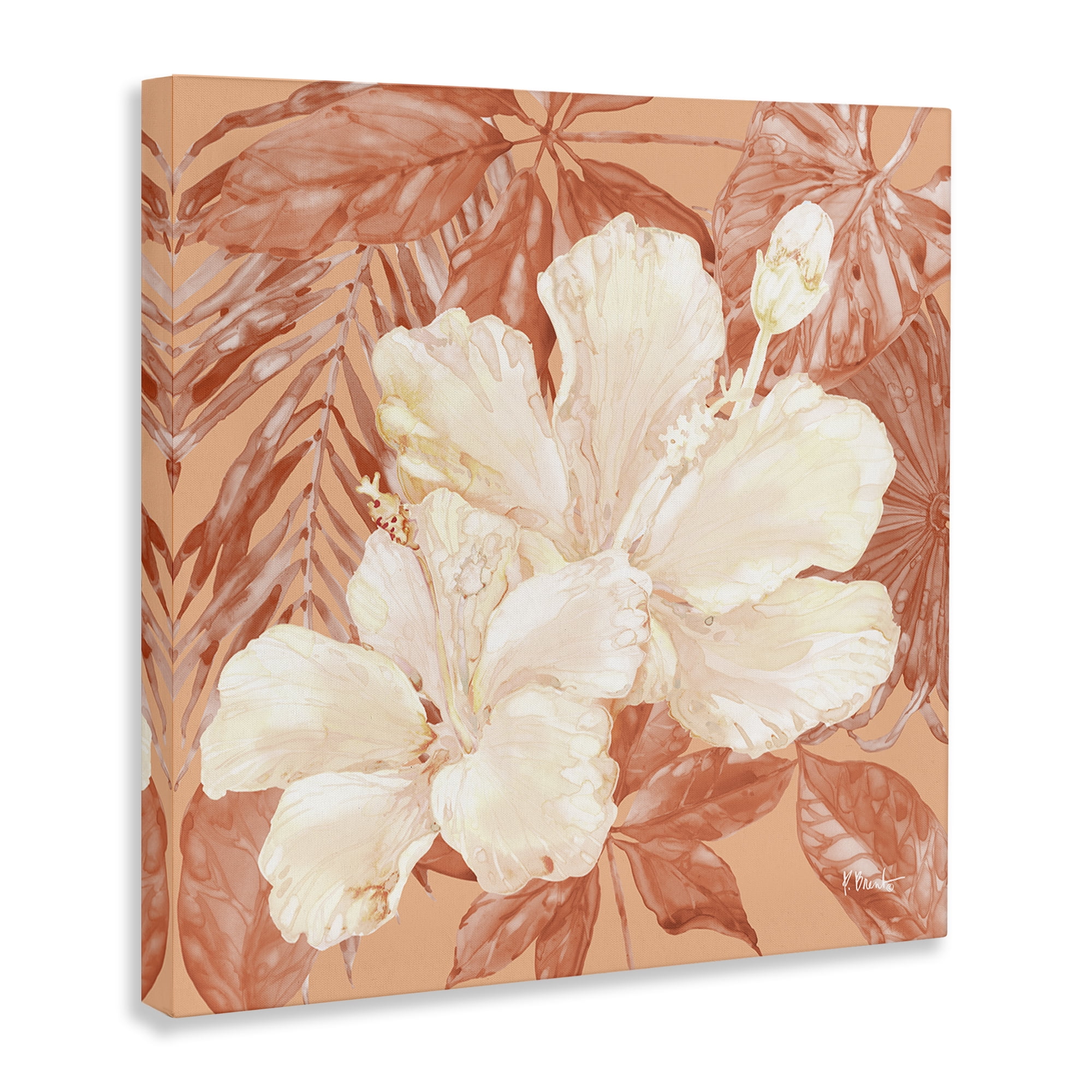 Stupell Industries Hibiscus Flower Bunches Plants & Flowers Painting Wrapped Canvas Art Print Wall Art, 17 x 17
