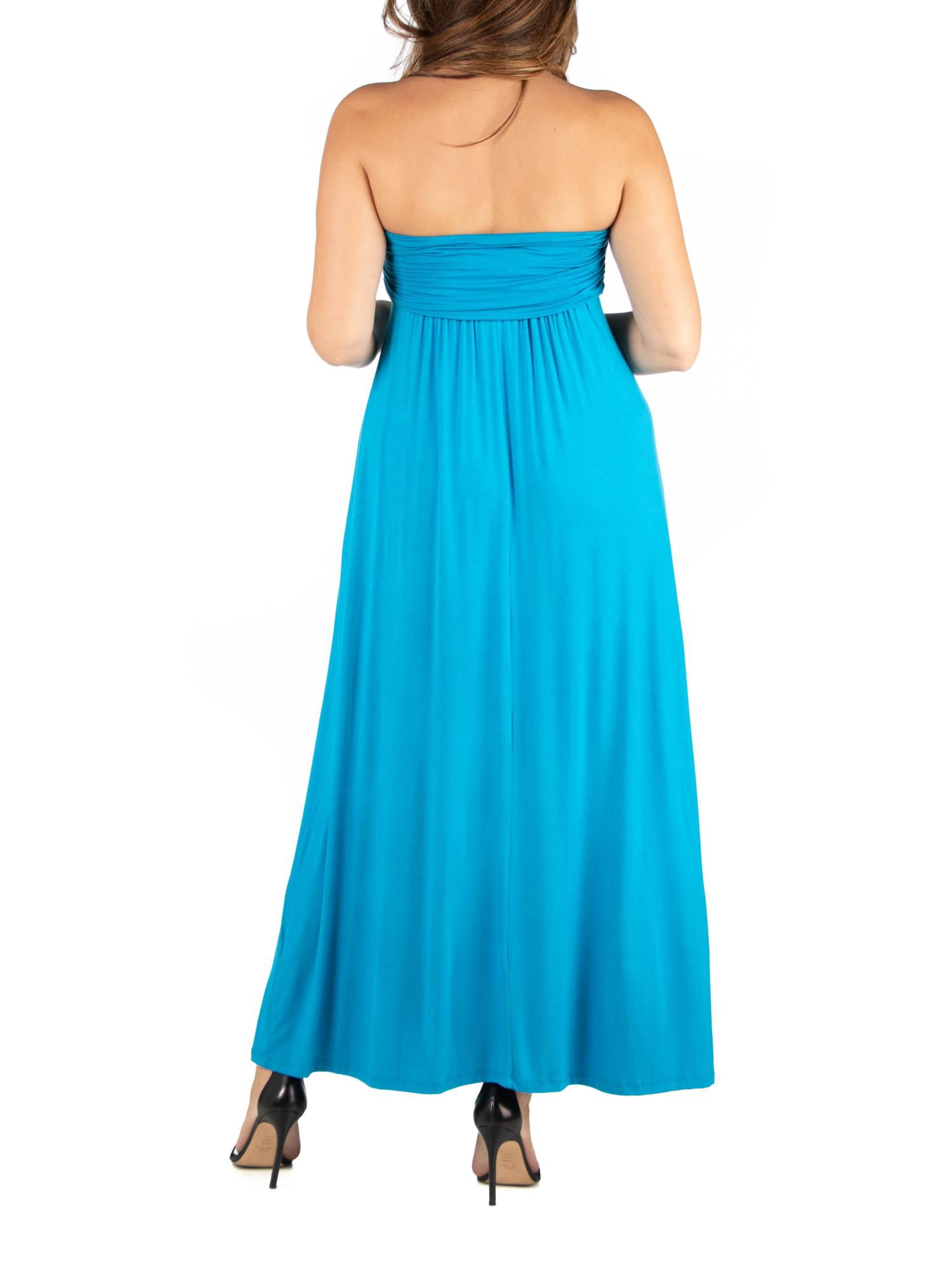 24seven Comfort Apparel Plus Size Strapless Maxi Dress