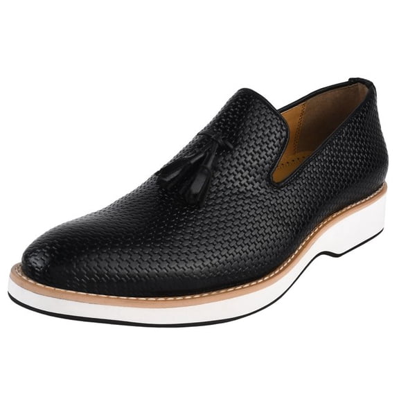 LIBERTYZENO Mens Faux Leather Casual Loafers Shoes, Black