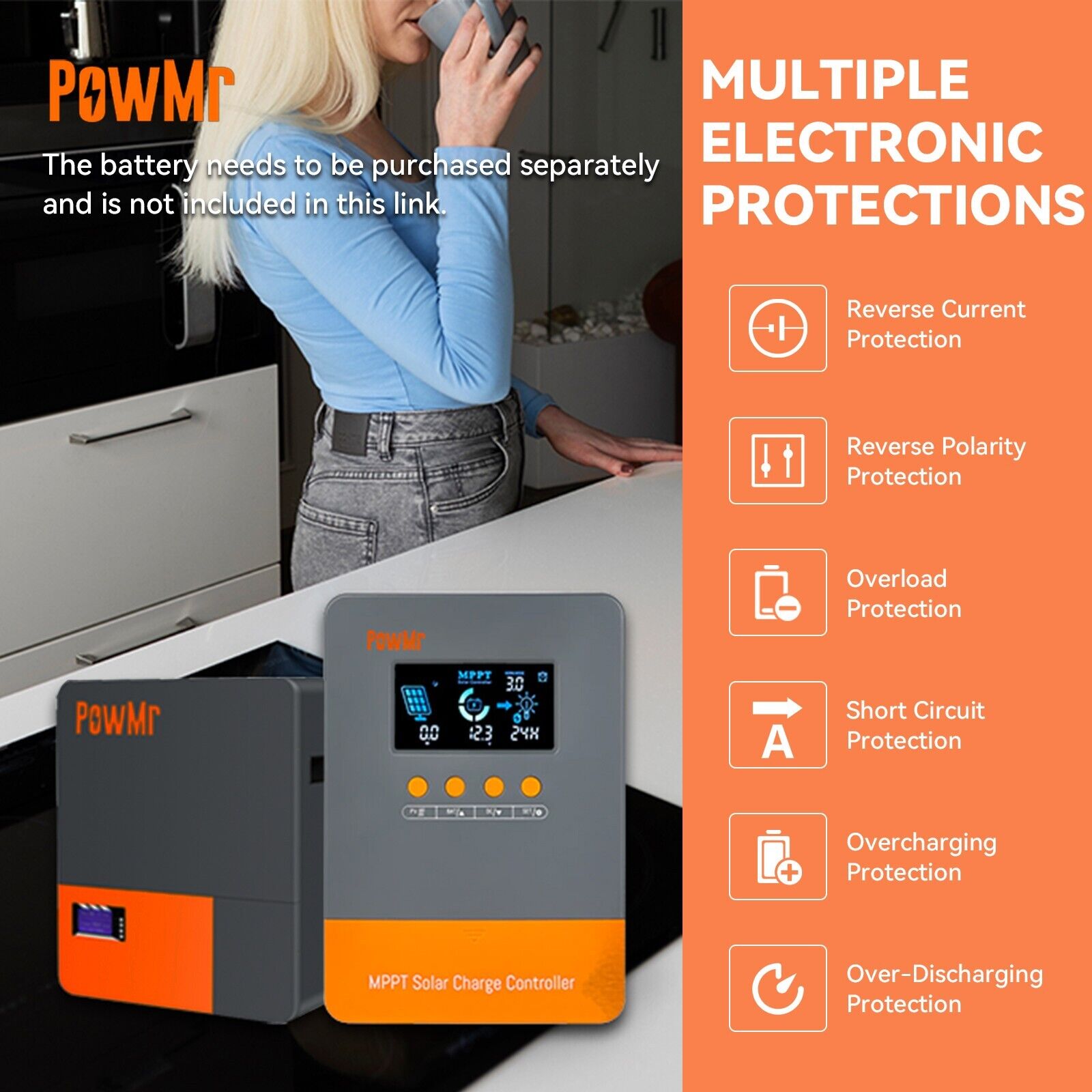 PowMr 60A MPPT Solar Charge Controller 12V 24V 36V 48V PV 160V Battery Regulator