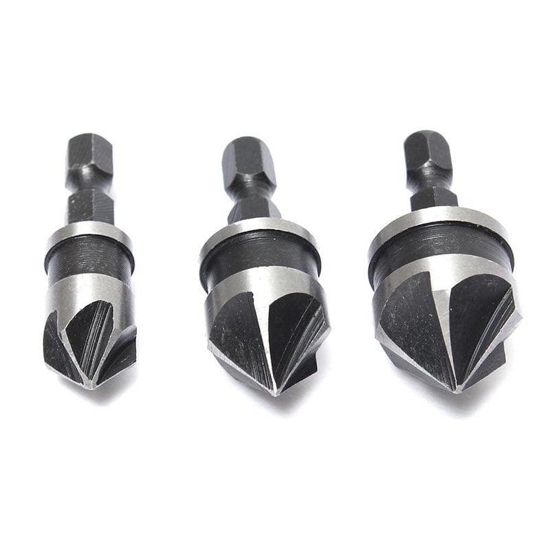 3x Hex Countersink Boring Bore Quick Change Drill Bit Tool Set for Wood Metal ON 