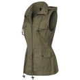 thumbnail image 3 of MixMatchy Women's Drawstring Lightweight Loose Fit Sleeveless Vest Utility Jacket, 3 of 6