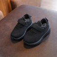 thumbnail image 5 of pwidon Toddler Velcro Strap Sneakers Breathable Knit Mesh Non Slip Flexible Kids Walking School Shoes Black 23, 5 of 7