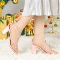 thumbnail image 2 of BLISSFUL STEP Women's Open Toe Strappy Lace Up Block Heel Sandals, 2 of 7