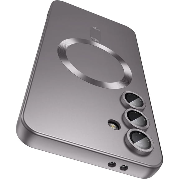 MYKOMI Magnetic for Samsung Galaxy S25 Plus Case [Compatible with MagSafe][Built-in Camera Lens Protector] Slim Soft Silicone Bumper Shockproof Metallic Luster Phone Shell