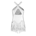 thumbnail image 4 of renvena Kids Girls Sequins Latin Salsa Ballet Dance Dress Crisscross Back Jazz Fringe Tassel Performance Silver 10, 4 of 7
