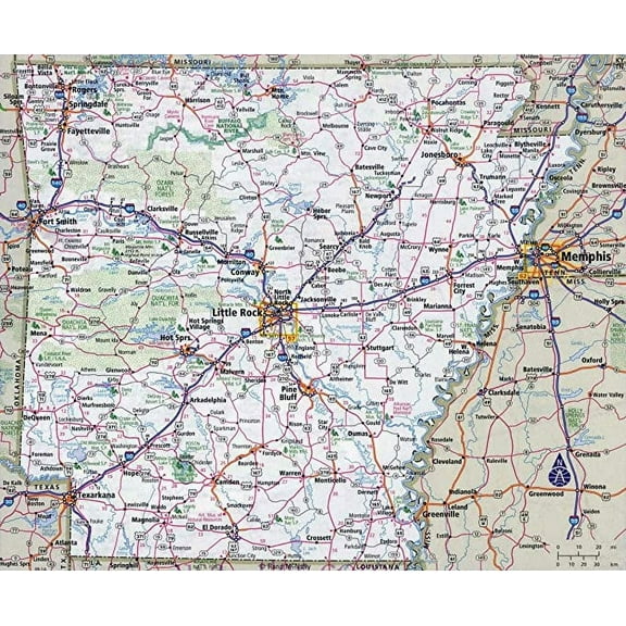 Iconic Arts Laminated 29x24 Poster: Arkansas Road Map My Blog