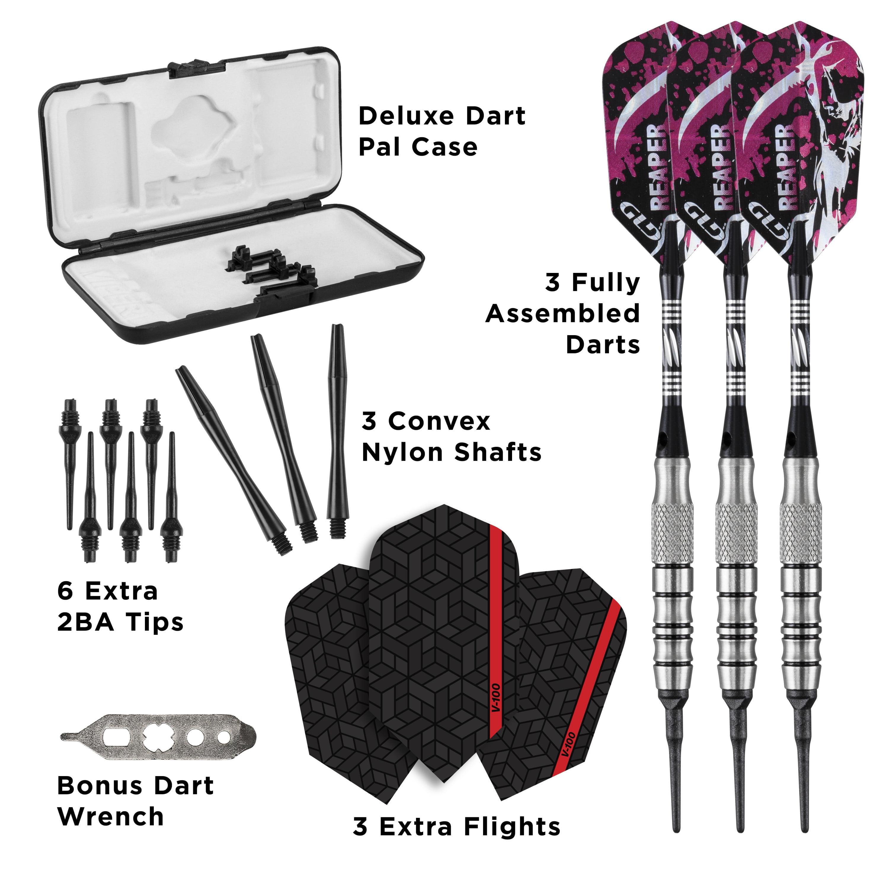 Viper Grim Reaper 80% Tungsten Soft Tip Dart Set, Back, 18 Grams