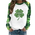 thumbnail image 1 of Wo-Fusoul Chandail de la Saint-Patrick pour Femmes, Coupe Ample Décontractée à Manches Longues Imprimé Col Rond, Vert, 1 of 5
