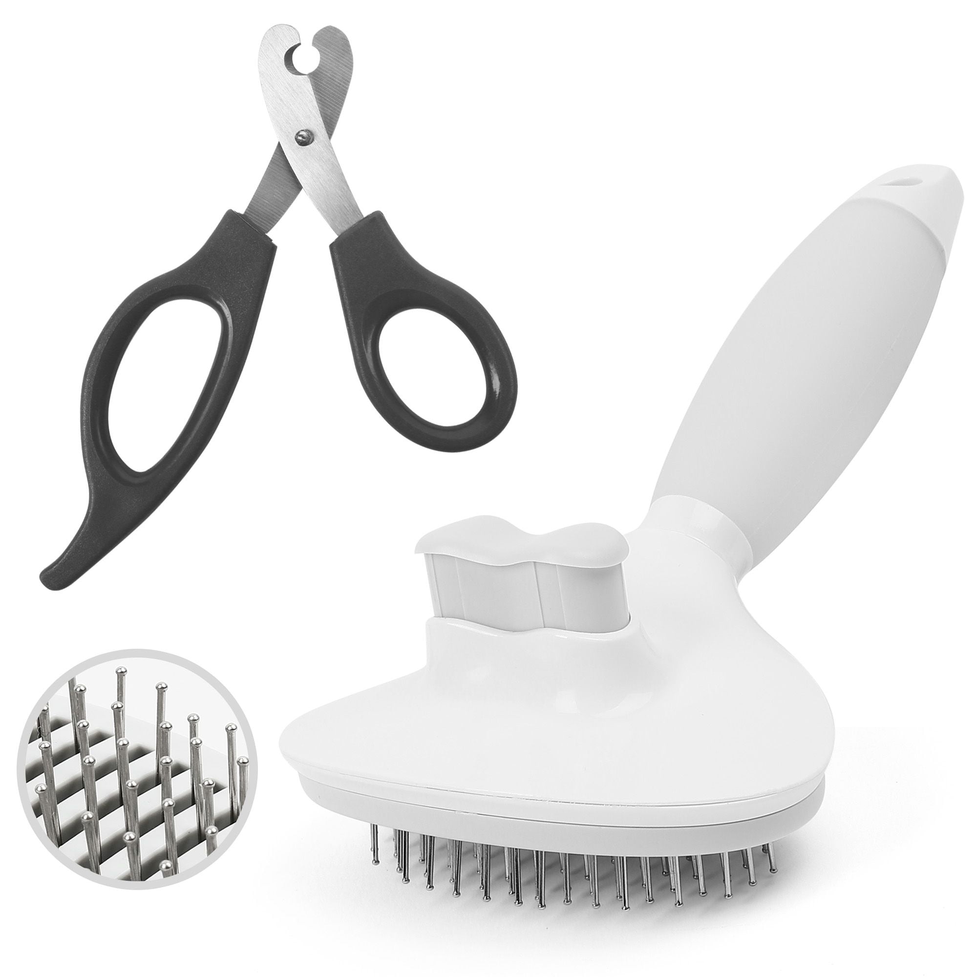 PrimePets Dog Cat Brush and Nail Clipper, Slicker Brush for Shedding