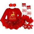 thumbnail image 1 of Maxcozy Infant Baby Girls Christmas Deer Outfit Romper Tutu Skirt+ Headband +Leg Warmer +Shoes Set 3-6 Months, 1 of 9