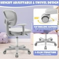 thumbnail image 5 of GLACER Kids Desk Chair with Arms, 330 LBS Adjustable Mesh Study Chair with Wheels for Girls Boys, Swivel Computer Task Chair with Lumbar Support, Teen Office Chair for Home, School, Bedroom (Grey), 5 of 9