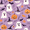 Purple Cute Halloween, variant on Travel Umbrella Folding Auto Open Close Windproof Rain UV Protection, Purple Halloween Ghosts