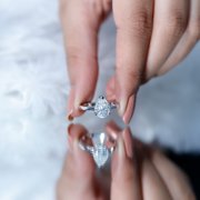 Rosec Jewels Certified Moissanite Teardrop Engagement Ring for Women - 7X10 mm Pear Shape - D-VS1 Authentically Quality, 10K White Gold, US 5.50