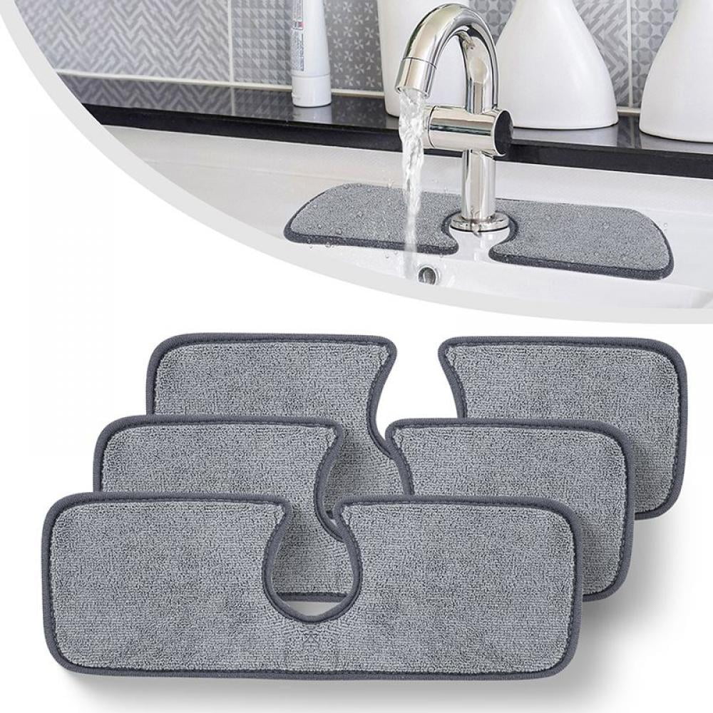 Kitchen Faucet Sink Splash Guard Silicone Faucet Water Catcher Mat Sink Draining Pad Behind Faucet Grey Rubber Drying Mat Faucet Absorbent Mat for Kitchen Bathroom Countertop Protect 