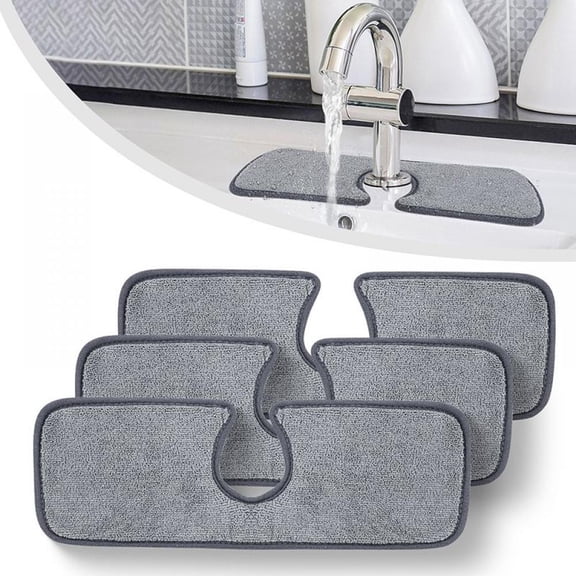 3PCS Sinkmat for Kitchen Faucet, Grey, Microfiber Cloth Dish Drying mat,Water Drip Catcher,Sink Protectors for Kitchen Counter,Bathroom,RV