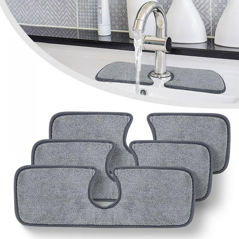 3 Pieces Kitchen Faucet Absorbent Mat Rectangle Faucet Dish Drying Mat  Microfiber Wraparound Cloth Pads Sink Splash Absorbent Pad for Kitchen  Bathroom Faucet Counter Sink, Grey, 15.2 x 5.2 Inches 