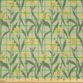 thumbnail image 2 of Ambesonne Yellow and Green Fabric by the Yard Microfiber, Retro Daisies, 5 Yards, Army Green and Yellow, 2 of 2