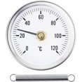 thumbnail image 1 of Thermometer 0-120 With Spring,with Clip For Mounting On Pipe,bimetallic Surface In Stainless Steel-63mm, 1 of 5
