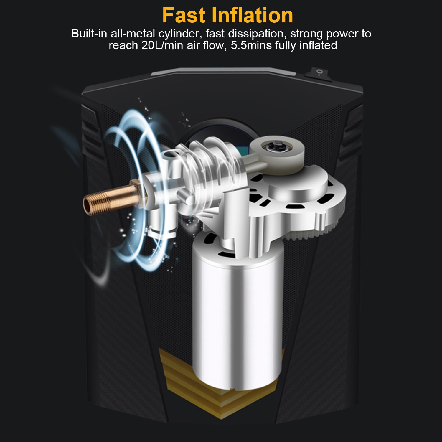 Tire Inflator Car Accessories TeqHome 150PSI Portable Air Compressor Air Pump for Car Tires 12V DC Auto Pump with Digital LCD Display for Bicycle Balls