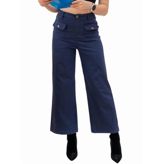Women'S Cargo Business Work Casual Trousers with Pockets Navy Blue M