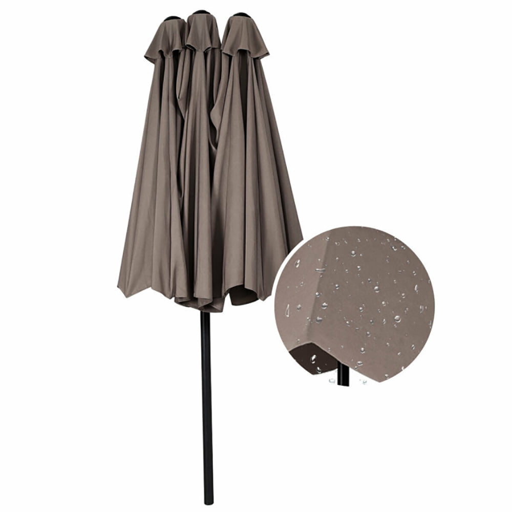 Aimee Lii 15 Feet Double-Sided Outdoor Patio Umbrella with Crank without Base, Outdoor Umbrellas for Patio, Beige