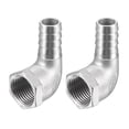 thumbnail image 7 of 304 Stainless Steel Hose Barb Fitting Elbow 15mm Barbed x 1/2" NPT Female Pipe Connector for Water Air Brew, Pack of 2, 7 of 7