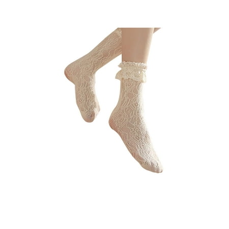 

Licupiee Cute Lolita Socks Japanese Kawaii Women White Lace Ruffle Ankle Socks Princess Frilly Sock With Lace Retro