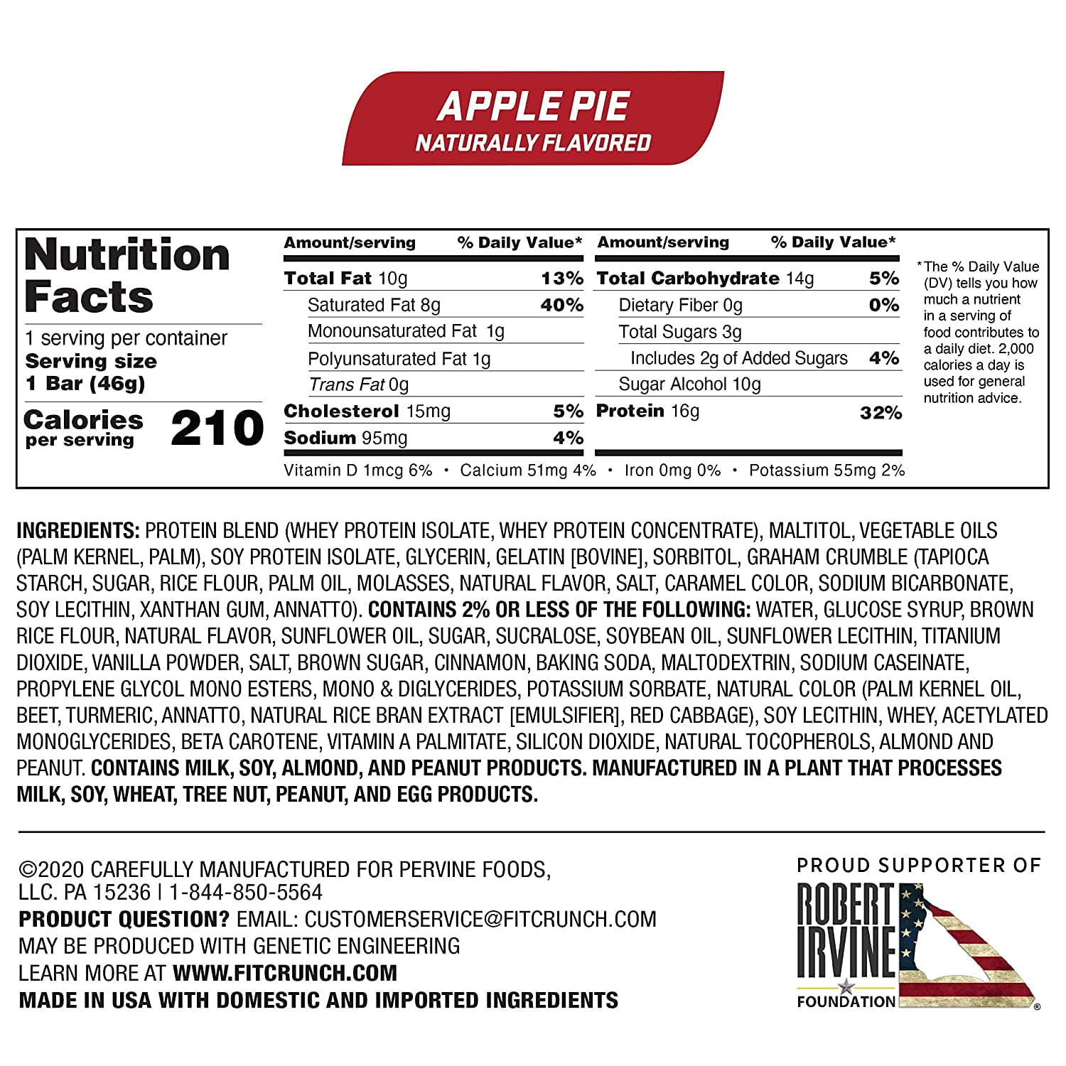 Fit Crunch Snack Size Protein Bar, Apple Pie, 16g Protein, 18 ct.