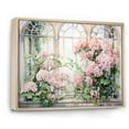 thumbnail image 2 of Designart "Gazing through Country Window at Pink Blossoms III" Floral Framed Wall Art - Traditional Pink Window Entryway Framed Wall Art, 2 of 6