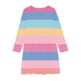 thumbnail image 5 of HAOTAGS Teen Girls' Striped Round-Neck Long-Sleeved Dresses Casual Spring Fall Dresses Pink Size 4 Years, 5 of 5