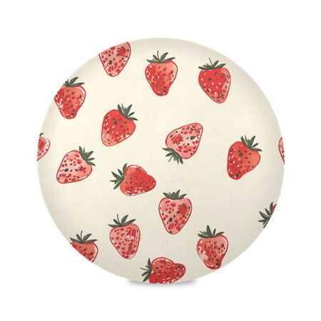 

Round Plate Mat 15.4x15.4 Inchesx1 Placemat Table Mat Kitchen Mat Coffee Mat Fabric Thick Strong Wear-Resistant Heat Resistance Small Strawberry