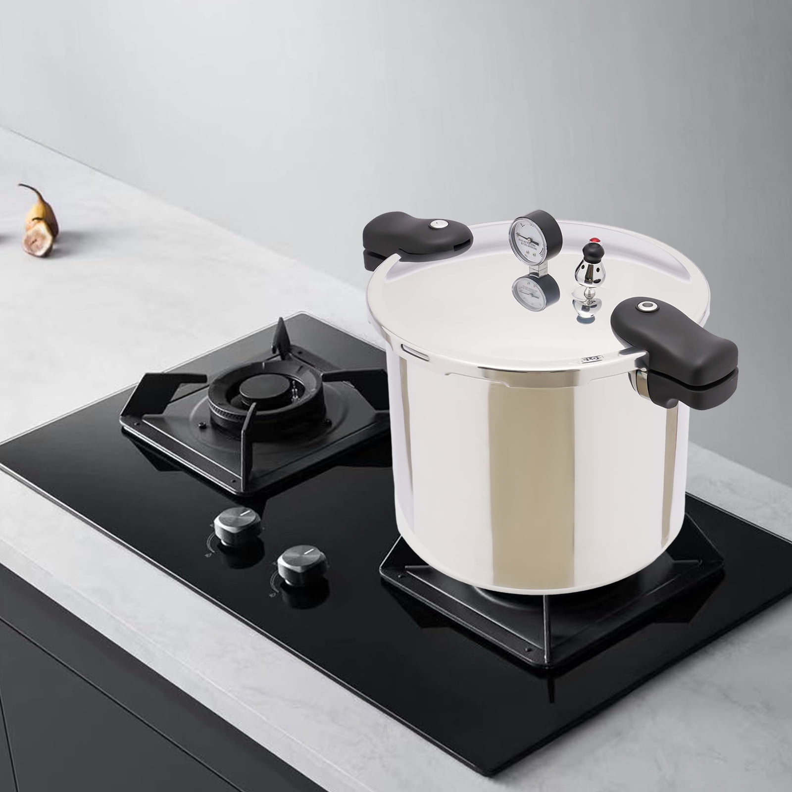 Dwellnix Pressure Cooker Aluminum Alloy, Fast Heating, 90Kpa High Pressure with Safety Valve and Pressure Dial Gauge