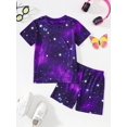 thumbnail image 2 of Little Girls Clothes Starry Sky and Butterfly Pattern Printed T-shirt + Shorts Set 2PCs Spring Summer Big Kid Outfits, 2 of 5