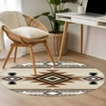 thumbnail image 5 of 3ft Round Rug, Southwest Non-Skid Rubber Backing Large Area Rugs - Living Room Bedroom Home Office, Brown Bohemian Abstract American Aztec Indoor Floor Mat Carpets Washable Rug, 5 of 9