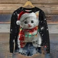thumbnail image 2 of asdoklhq Christmas Long Sweaters for Women's Round Neck Printed Hoodie Long Sleeved Top Multicolor M, 2 of 4