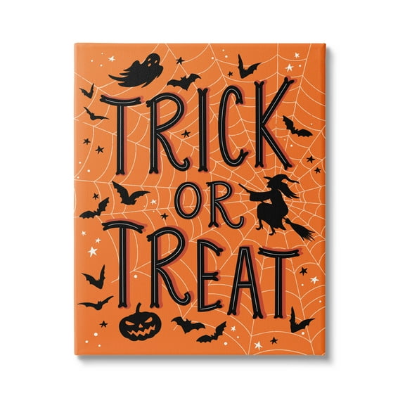 Stupell Industries Trick Or Treat Spider Web Graphic Art Gallery Wrapped Canvas Print Wall Art, Design by Nina Seven