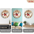 thumbnail image 4 of 2D Flat, 1pc 10Inch Rustic Farmhouse Floral Paris Decor Wooden Wall Clock - Silent Quartz Movement, Vintage Teacup Roses Design with French Script, Red_White Floral Pattern, AA Battery Operated (N, 4 of 7