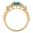 thumbnail image 4 of 2.16 ctw 3 Stone Anniversary Ring for Women | Round Cut Simulated Turquoise | Hyperallergenic Solid 18K Yellow Gold, 4 of 5