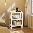 thumbnail image 3 of 3-Tier Rolling Printer Cart with Power Outlets and USB Ports, White Industrial Printer Stand for Office and Home, 3 of 8