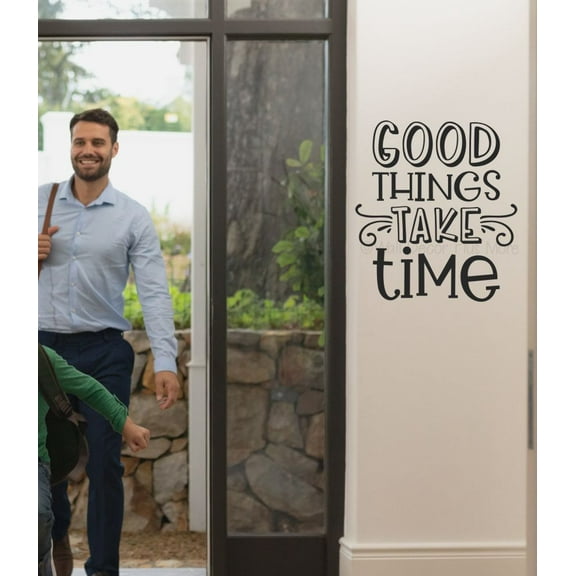 Good Things Take Time Vinyl Wall Art - Inspirational Wall Decals Room Décor - Wall Sticker Decal Quotes - Word Art Decals for Walls 20.5x23-Inch Black