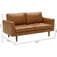 thumbnail image 4 of Kingfun 65" W Faux Leather Loveseat Sofa Couch, Love Seat Sofas and Couches for Living Room Bedroom Office and Small Spaces, Mid Century Modern Decor Love Seats Furniture with Solid Wood Leg,Brown, 4 of 5