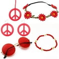 thumbnail image 2 of Bohemian Hippie Carnival Glasses and Peace Symbol Logo Earrings Necklace Wreath Headband suit - style：style 38；, 2 of 6