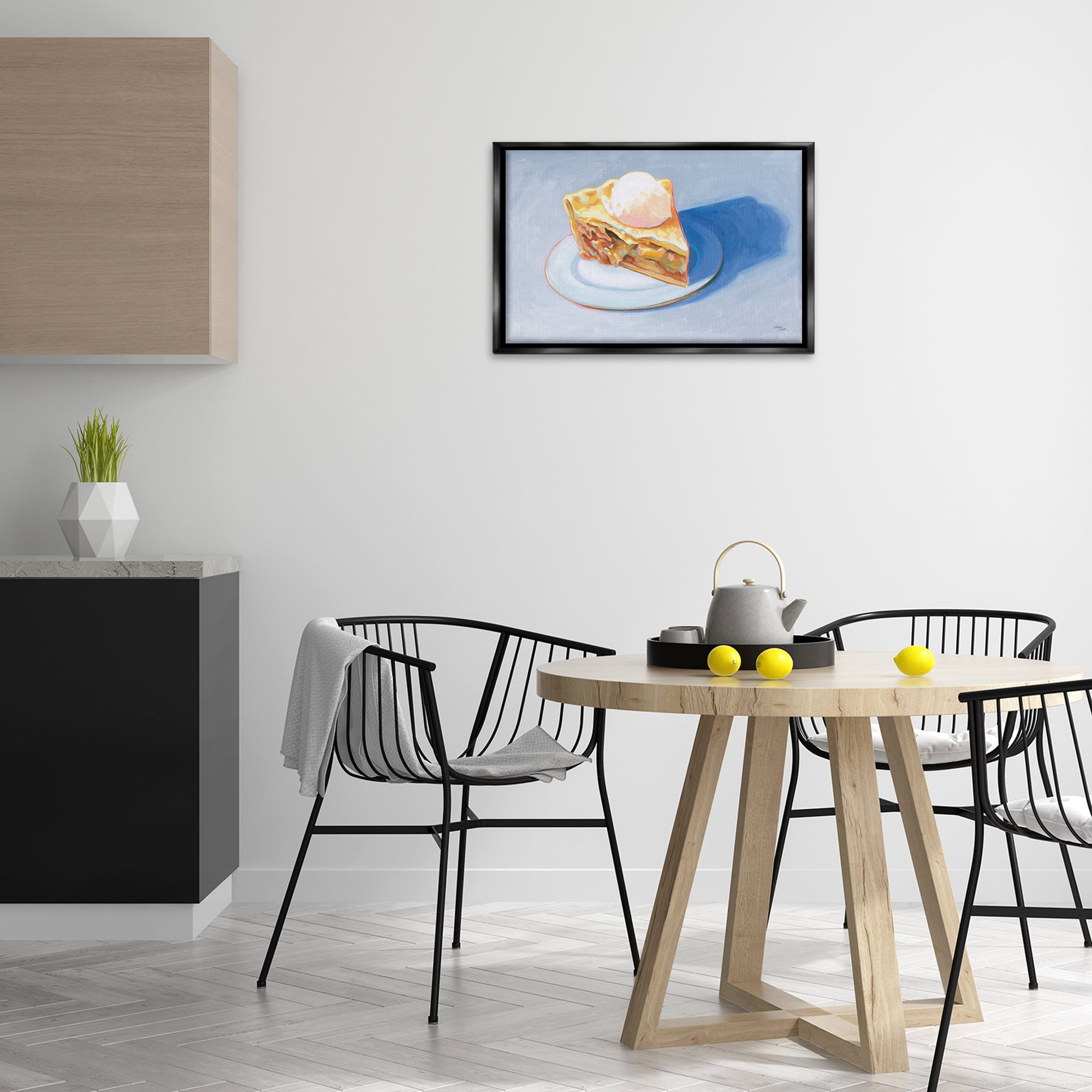 Stupell Industries Apple Pie Still Life Food & Beverage Painting Black Floater Framed Canvas Art Print Wall Art, 25 x 17